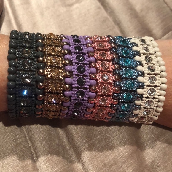 Zigzag  Style Trendy Chevron Gem Statement Cuff Bracelet - Picture 5 of 10